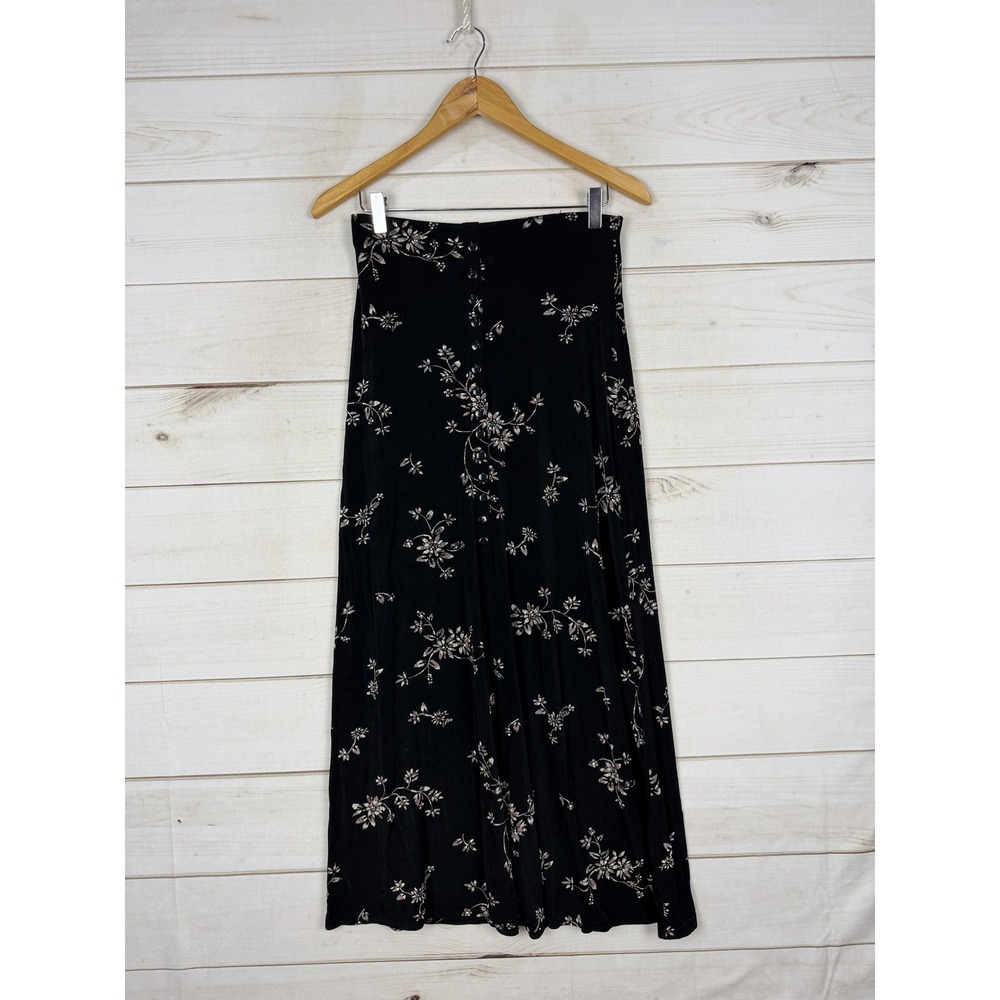 ES SL Top Skirt Set Womens Medium Black Floral Jersey 2 Piece Made USA - Picture 9 of 15